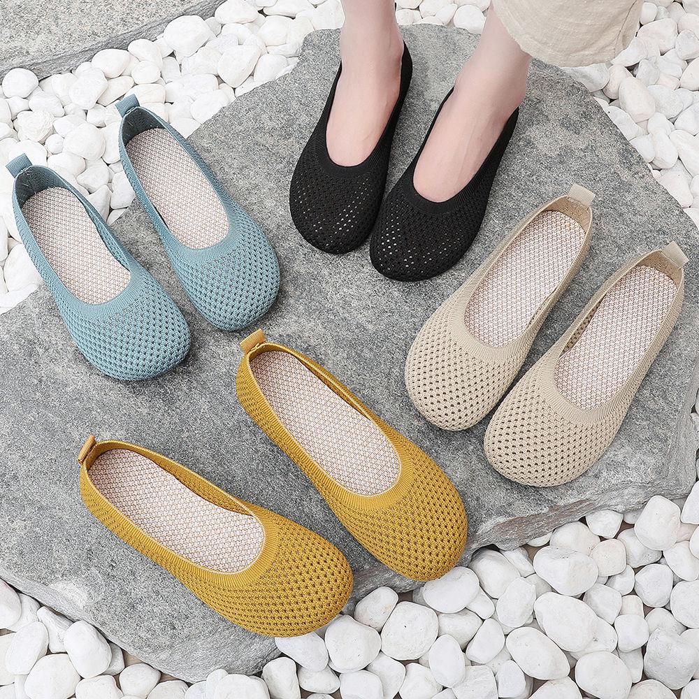 Chaussures d'été en tissu, Maille, Respirantes, Antidérapantes, Sandales décontractées confortables, Chaussures de travail noires