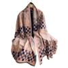 Korean Version Plaid Camellia Fashion Decoration Medium And Long Imitation Cashmere Women'S Thermal Scarf Air Conditioner Shawl