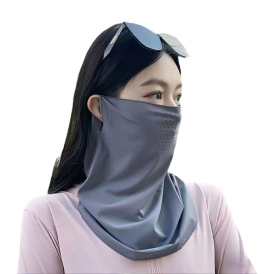 Sun Protection Guard Quick-Drying Fabric Ice Silk Face Guard with Breathable Mesh Elastic Earhook Cooling Fabric Extended Neck Gaiter Face Guard