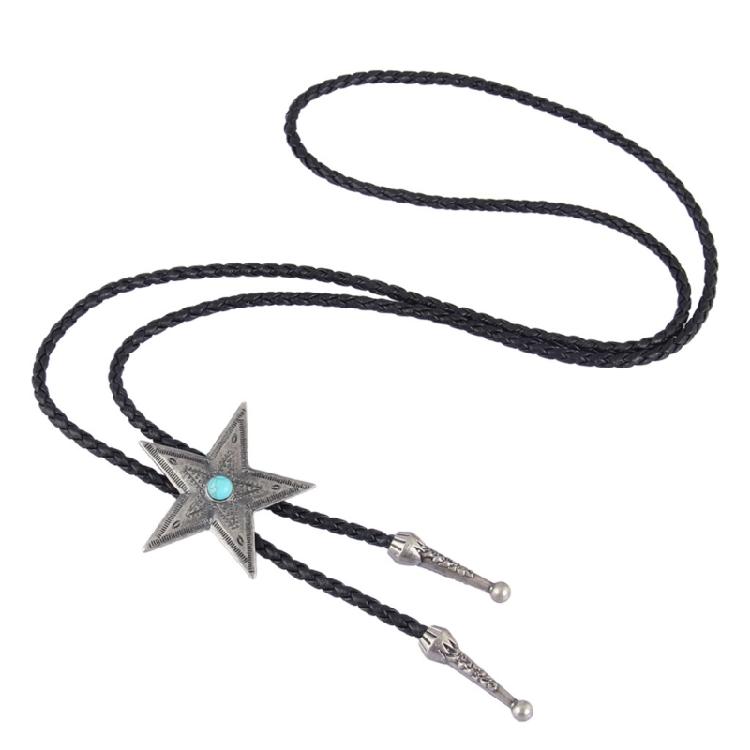 

Star Buckle Leather Woven Necklace Long Chain Tassels Necklace for Women Girls