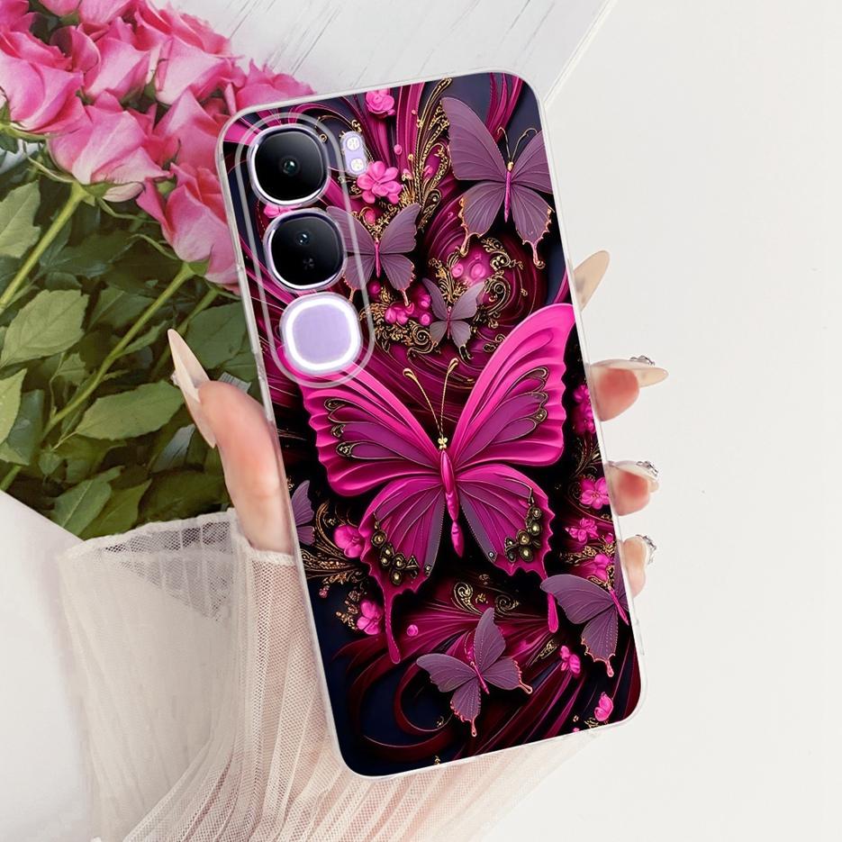 For Vivo V40 Lite 4G 5G Case V2417 Cool Lion Butterfly Painted Cover For Vivo Y200 5G Soft Slim Phone Case For Vivo Y300 5G Bags