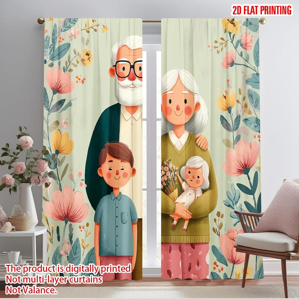 

2pcs,2D plane printing Creative Curtains Grandparents Day Party Versatile 100% Polyester (without rod) Decorations Inside Ldeal 52.50×116.00 CM 2pcs