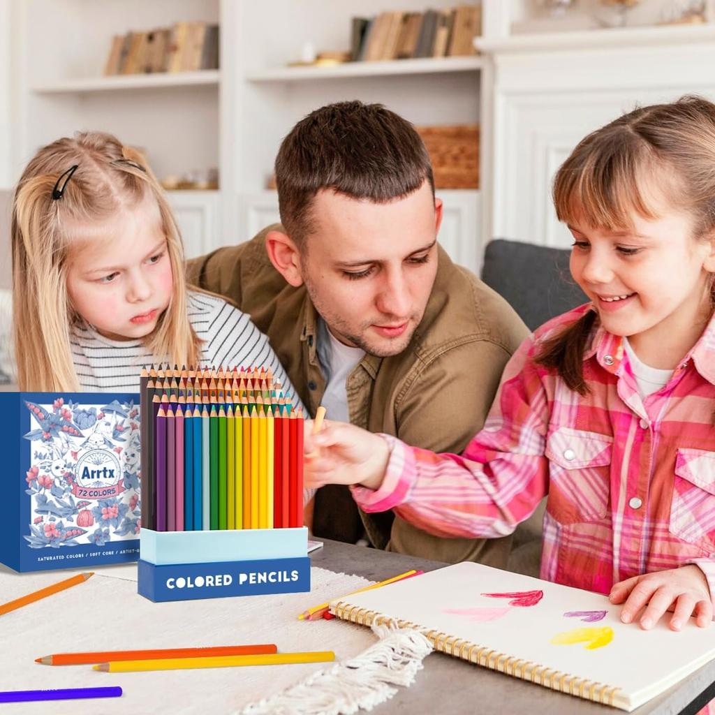 Arrtx 72 Colored Pencils Premium Soft Vibrant Colors for and Professional Coloring Art Supplies for and Teens Set, Core, Coloring, Drawing, Blending,