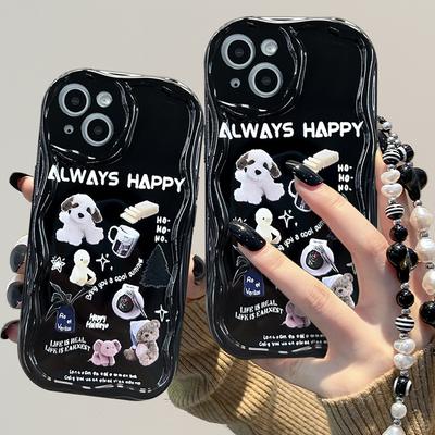 Applicable To Apple 14promax Mobile Phone Case IPhone 13 Full Cover Anti-fall 12mini Sweet Cool Cute Puppy Chain