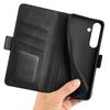 For Samsung Galaxy S24 FE Stand Case Calf Texture Leather Phone Cover with Wallet