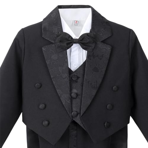 Dressy Daisy Baby Boys' Classic Fit Tuxedo Suit, 5-Piece Set, Formal Wear with Vest, Wedding Outfit, Sizes 18-24 Months, Black