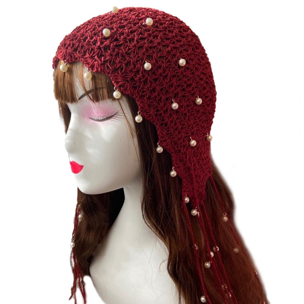 Women Hat Solid Color Faux Pearl Design Super Soft Breathable Wear Resistant Women Spring Autumn Knitted Hat Beanie Cap Decor Fo