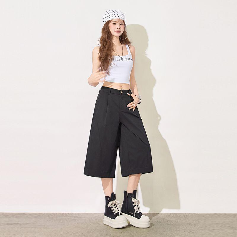 Pleated Design Curved Cropped Capri Pants For Men Women Draped Loose Straight Quick Dry Casual Pants Trendy Versatile Slimming FigureFlattering Cut