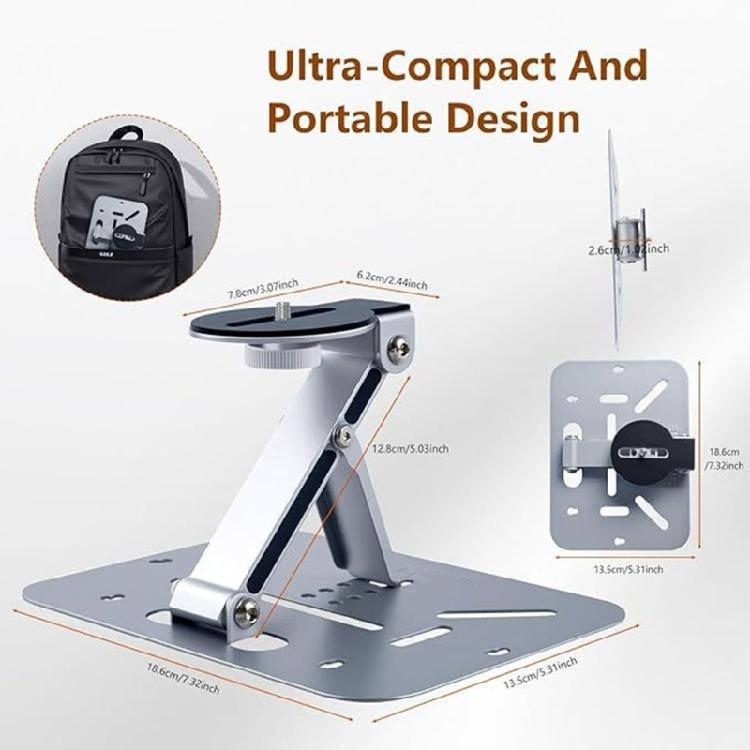 Metal Projector Stand Portable Foldable Adjustable Height Secure Base For Desktop/Wall Mount/Suspend Placement