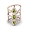2.7 Ct Pear Peridot 925 Sterling Silver Rose Vermeil Vertical Long Finger Women Wedding Ring