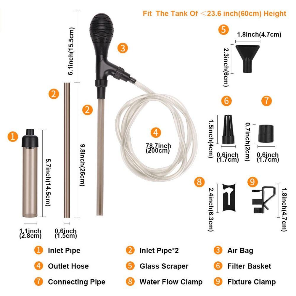 Semi-automatic Water Change Pump Handheld Siphon Gravel Cleaner Sand Washing Pump  Aquarium