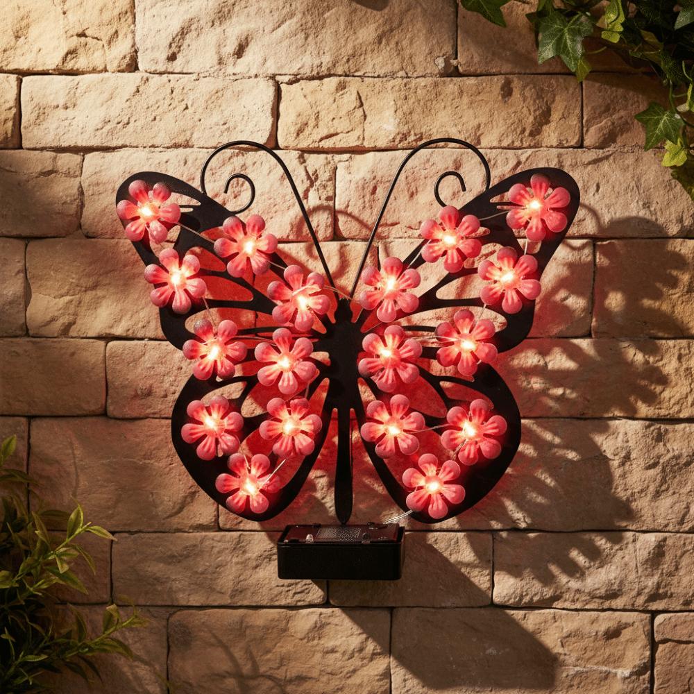 Solar Butterfly Wall Sconce Outdoor Decorative Light for 1.2V/0.5W Villa Patio