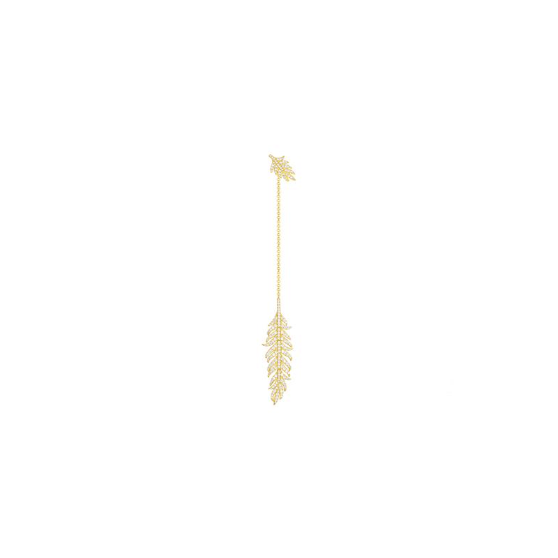 APM Monaco Feather long tassel single 925 silver earrings for women AE10787OXY серебряный