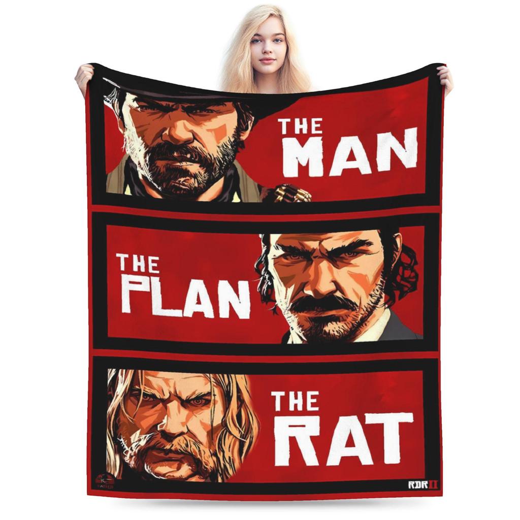 Red Dead Redemption 2 Blanket Warm Soft Graphic Plush Bedding Throws For Bedroom Airplane Travel Flannel Bedspread Bed Cover