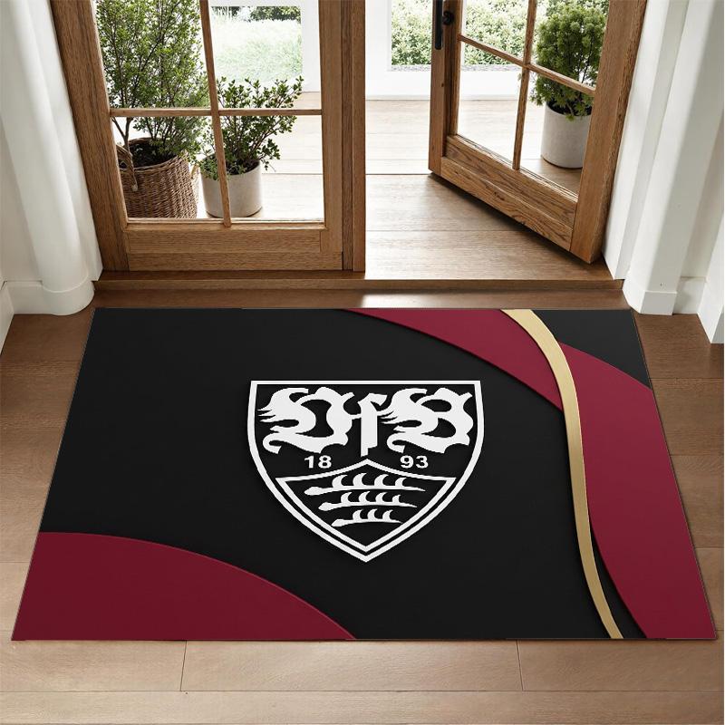 VfB Stuttgart Football Design Crystal Velvet Rug Soft Decorative Mat for Bedroom Entrance