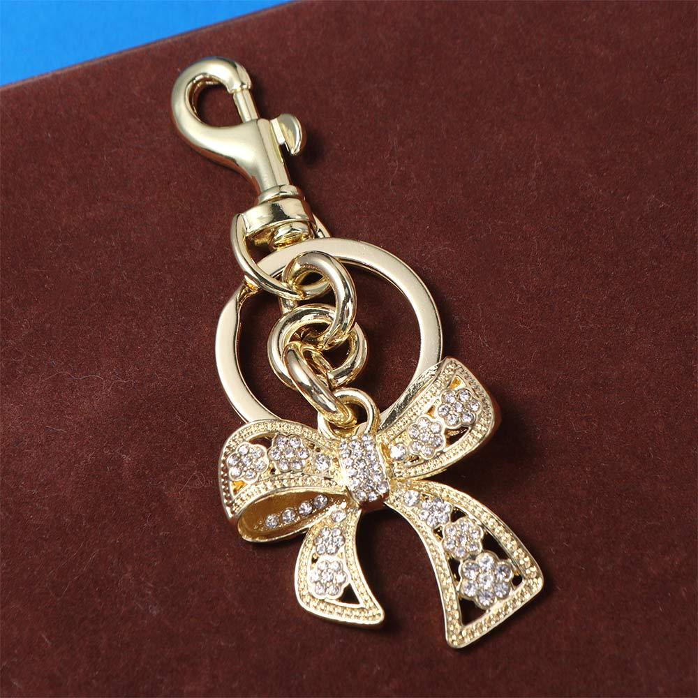 Backpack Hanging Sparkling Bow Bag Charm Zinc Zinc Alloy Bow Car Keyrings  Birthday Kids Gift