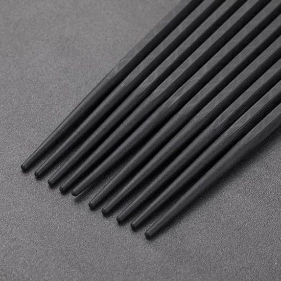 Bookwarm Non-Slip Chopsticks Set 10 Commercial Use Dishwasher Safe Eco-Friendly Reusable (Black)