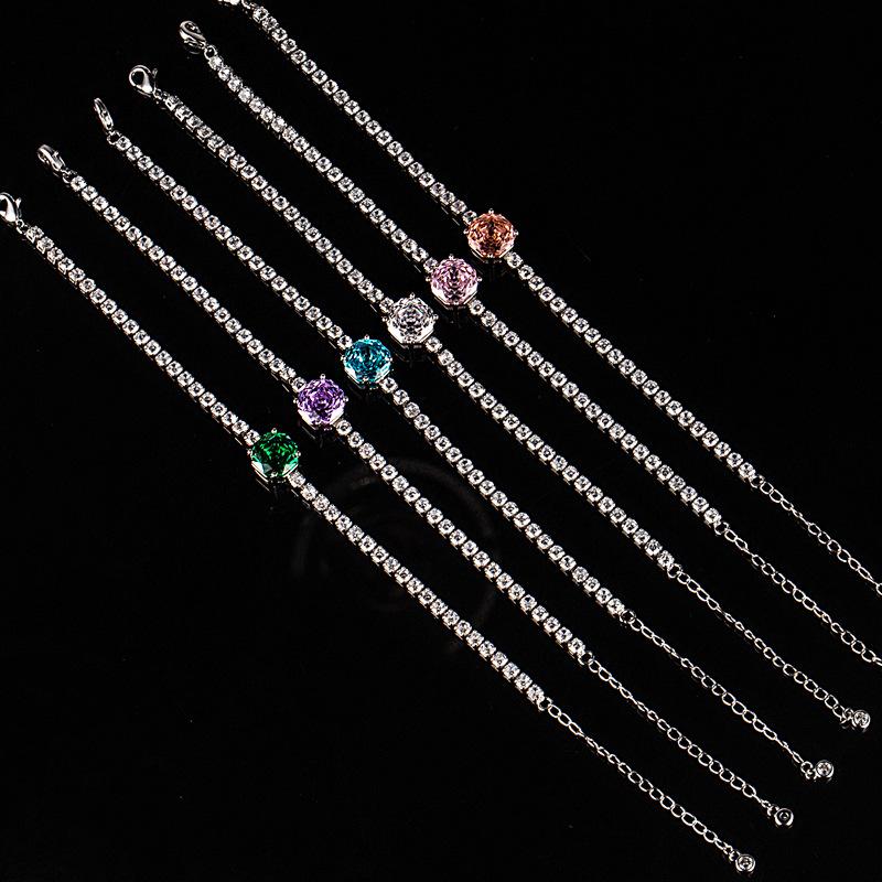 New Full Moissanite Bracelet 925 Sterling Silver Shiny bangles Chain For Women Men Wedding Jewelry Plated 18K white gold Gifts