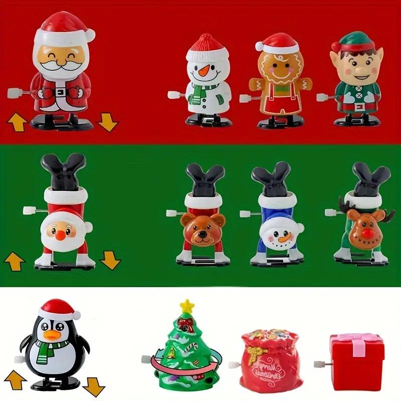 Mini Wind-Up Christmas Toys Funny Elk Santa Snowman Jumping Walking Clockwork Toy Xmas Home Decoration Ornament Party Gifts