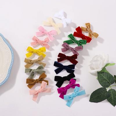 6Pcs/set Solid Ribbon Bows Hair Clips For Baby Girls Handmade Cute Bow Hairpin Barrettes Headwear Kids Hair Accessories Gifts