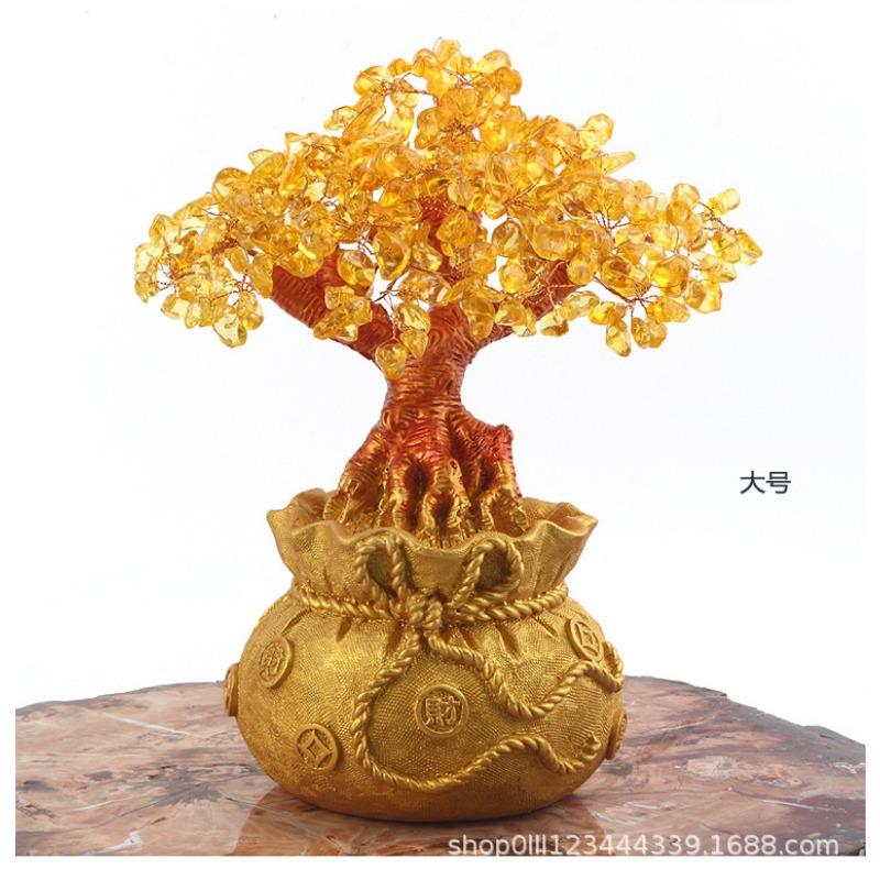 Crystal Tree Crystal Ornaments Money Bag Tree Home Craft Resin Money Bag Gift Wholesale Crystal Ornaments New Year Decoration