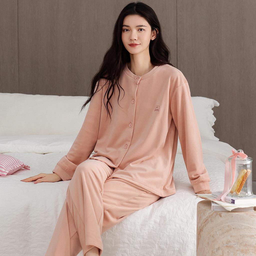 Pajamas Ladies Autumn And Winter Island Fleece Warm Long Sleeve Winter Thin Fleece Coral Fleece Loungewear Set