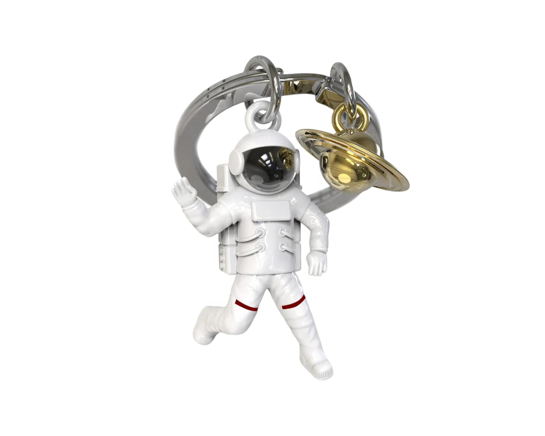 

[Metalmorphose] MTM Metamorphose Keychain, Astronaut with Black Screen & Golden Saturn, Space Motif, Gift, MTM202-01