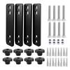 Slotted Plate Roof Tent Mounting Kit with Star-Shaped Hand Knobs, Threaded Bolts, Lock Nuts and Rail Nuts for Tent-to-Rack Installation