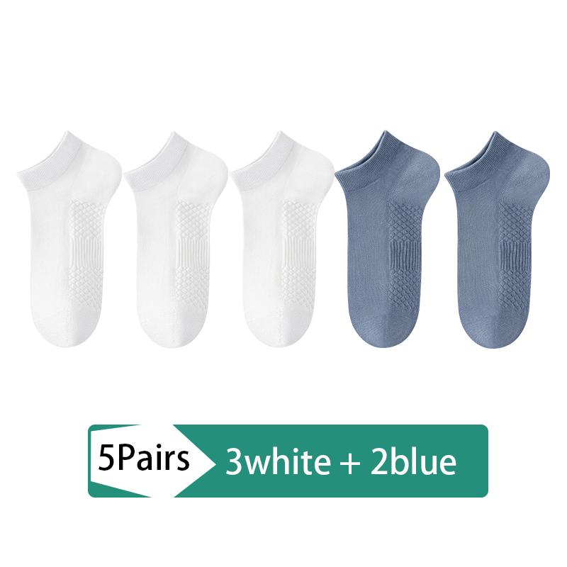 5Pairs Socks Men's cotton deodorant Antibacterial breathable casual black white business Short socks high quality size EU38-45