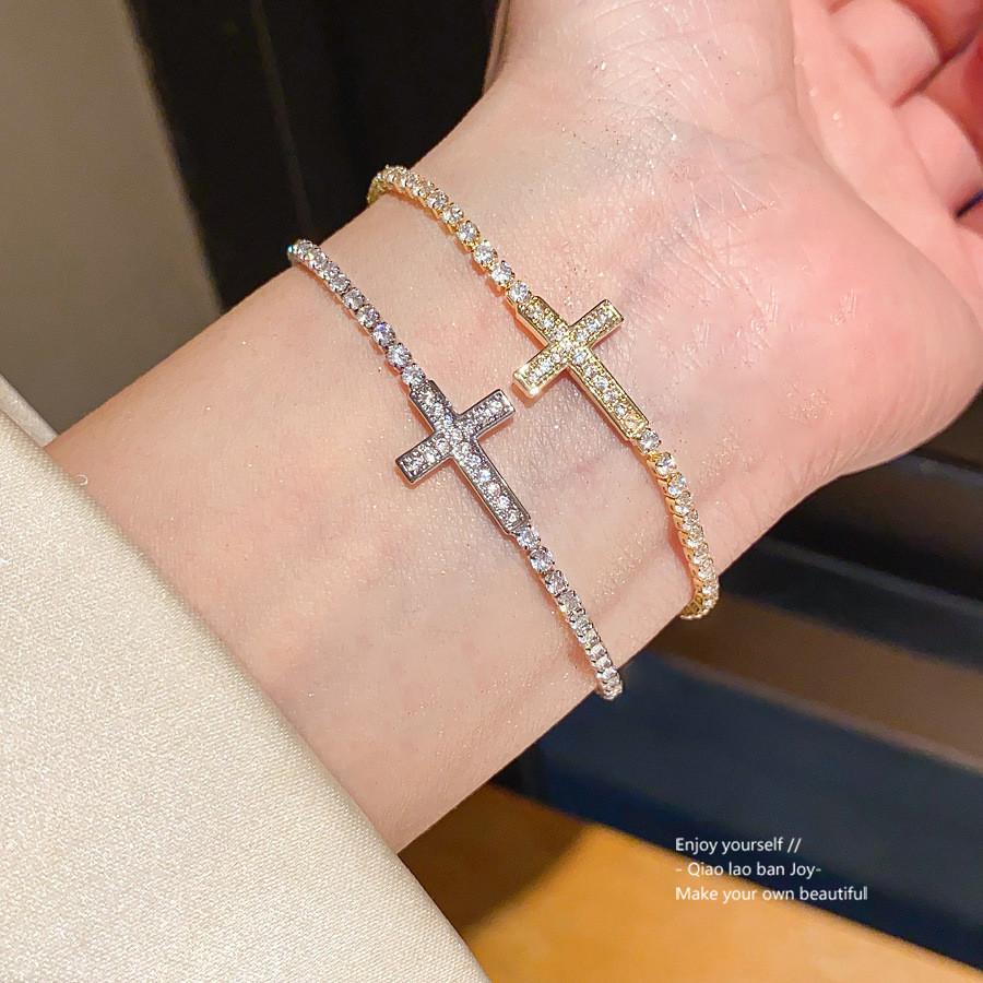 Jewelry Cross Pendant Bracelets With Zirconium For Women Gift Giving