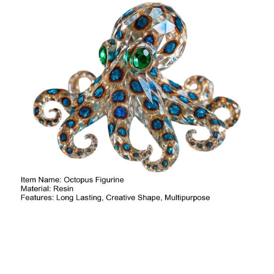 Blue-Ringed Octopus Figurine Animal Statue Realistic Looking Vivid Shape Octopus Resin Ornament Fish Tank Decoration