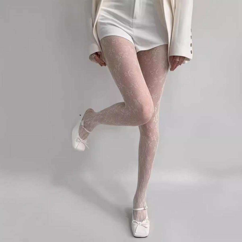 Kadın Siyah Taşlı File Çorap – Trend, Seksi Kesimli, Bahar İçin Parlak Jartiyer