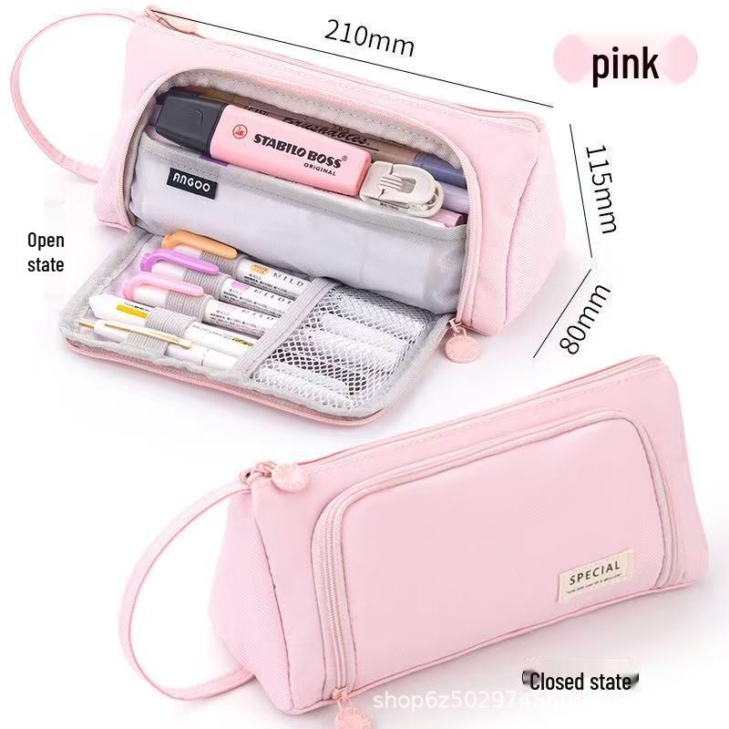 Large Capacity Korean Style Canvas Pencil Case - Multifunctional, Portable Stationery Storage for Students