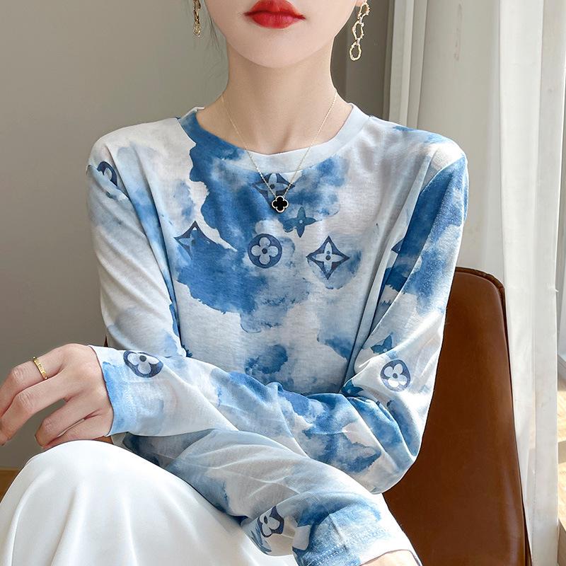 

Женский летний топ из тенселя, вязаный, с круглым вырезом, с принтом, с коротким рукавом Large