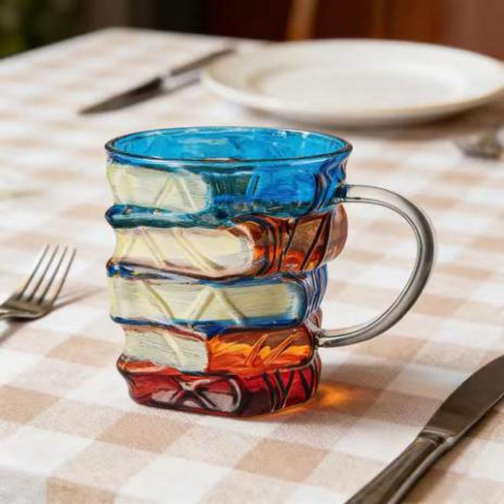 Colorful 3D Painted Book Mug Hand Drawn Design Coffee Tea Cup  Collection Gifts