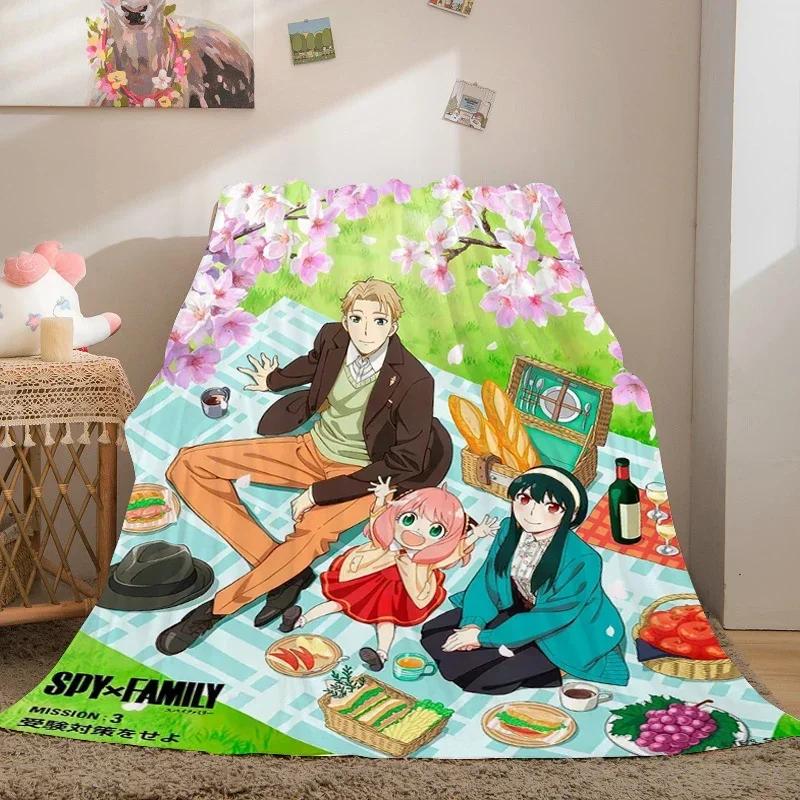 Anime Sofa Blankets for Winter A-Spy×Family Warm Knee Bed Fleece Camping Fluffy Soft Blankets King Size Microfiber Bedding