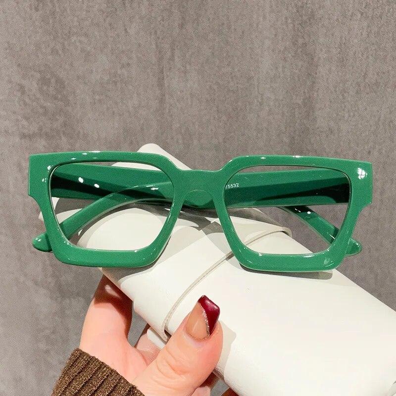 Texture Thick Edge Square Frame Decoration Street Wear Flat Mirror European And American Anti-blue Glasses