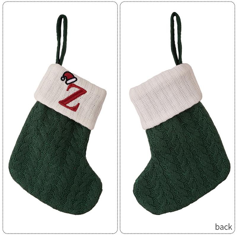 Christmas Stockings Hanging Pendant Christmas Stocks Gift Decoration Alphabet Letter Sock 2026 New Year Decorative Knitting Sock