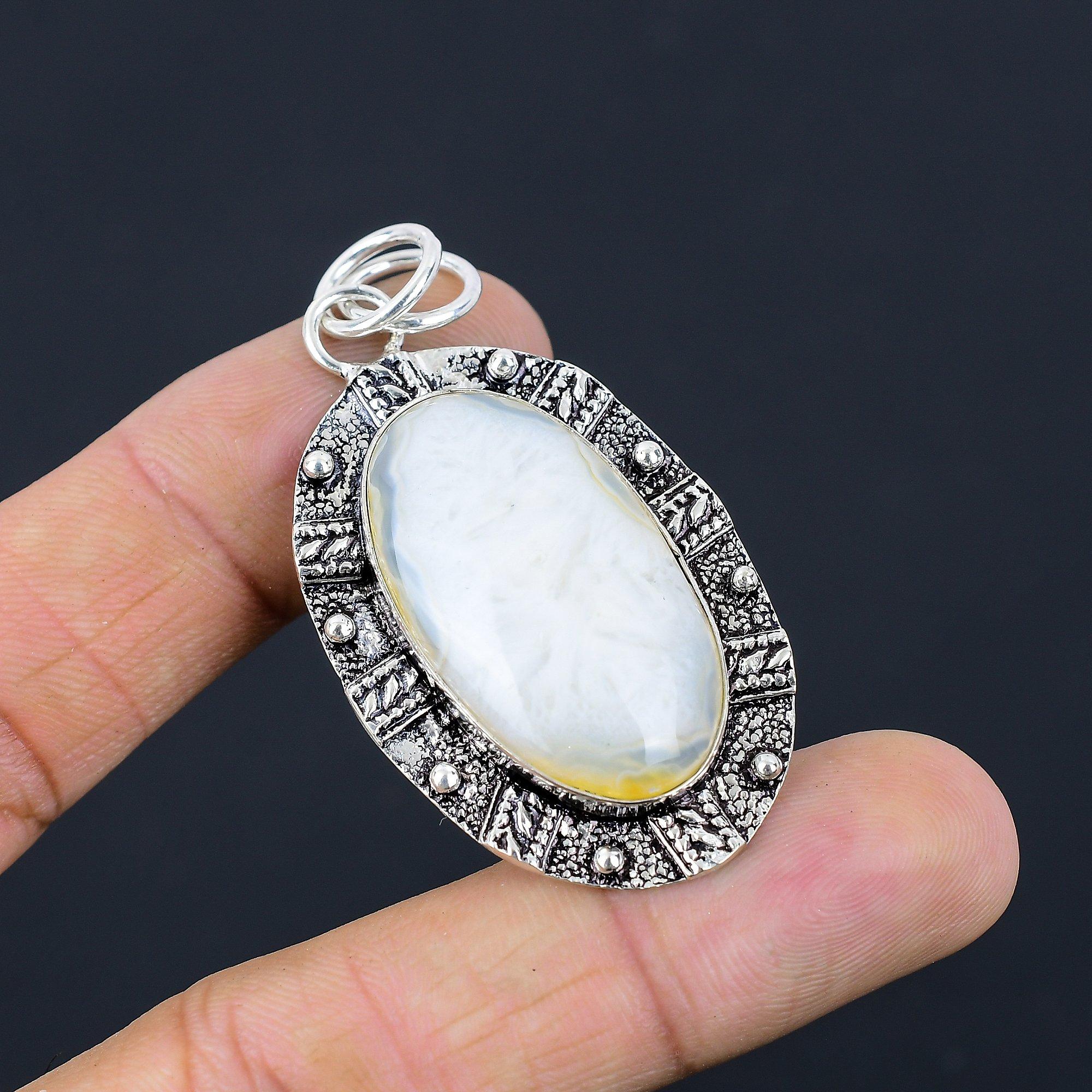 

Gift For Women Pendant 925 Sterling Silver Natural Solar Moss Opal Gemstone