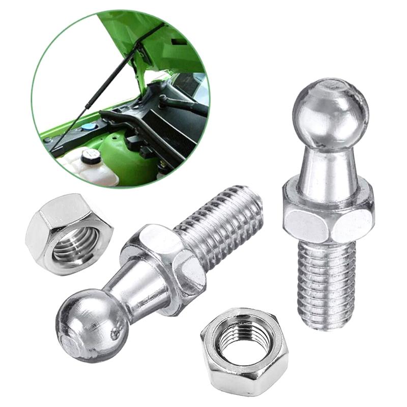 2Pcs M6 M8 Universal Car 10Mm Ball Silver Boot Bonnet Gas Struts Ball Ended End Fitting Pin Joint Valve Spring Holders
