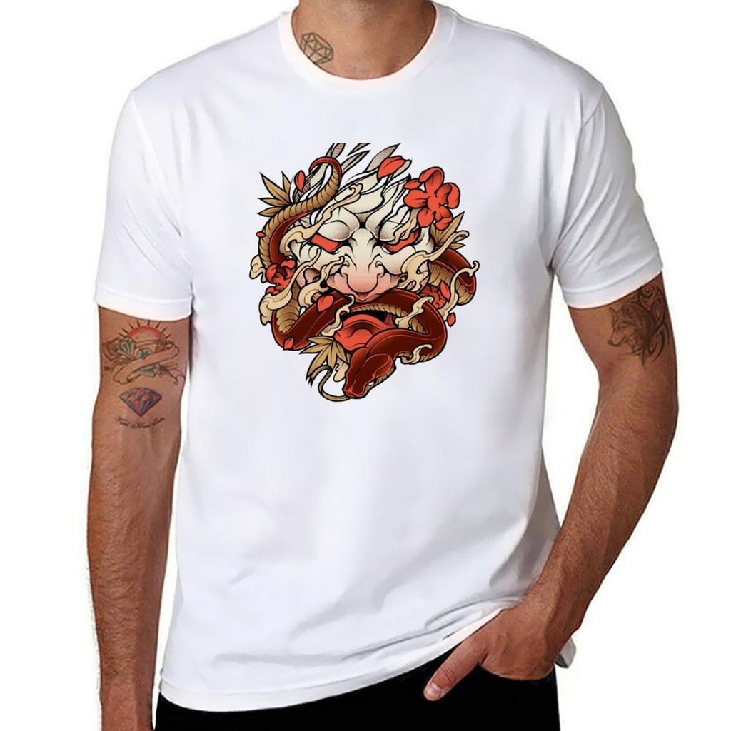 Oni Irezumi ( Red Version ) Japanese Tattoo Style Tshirt Streetwear Print Tee Shirt