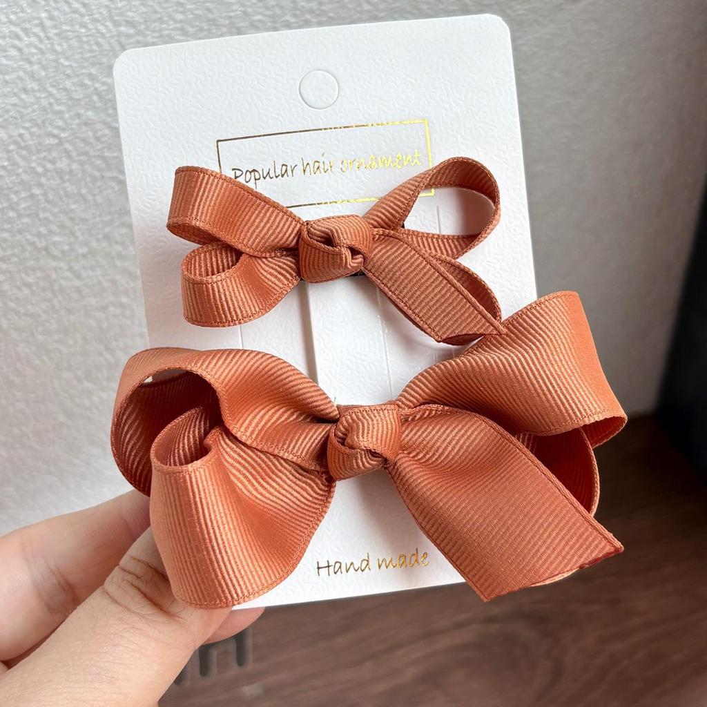 Girls' Multi-Color Flower Bow Hair Clip Set with Ribbed Band