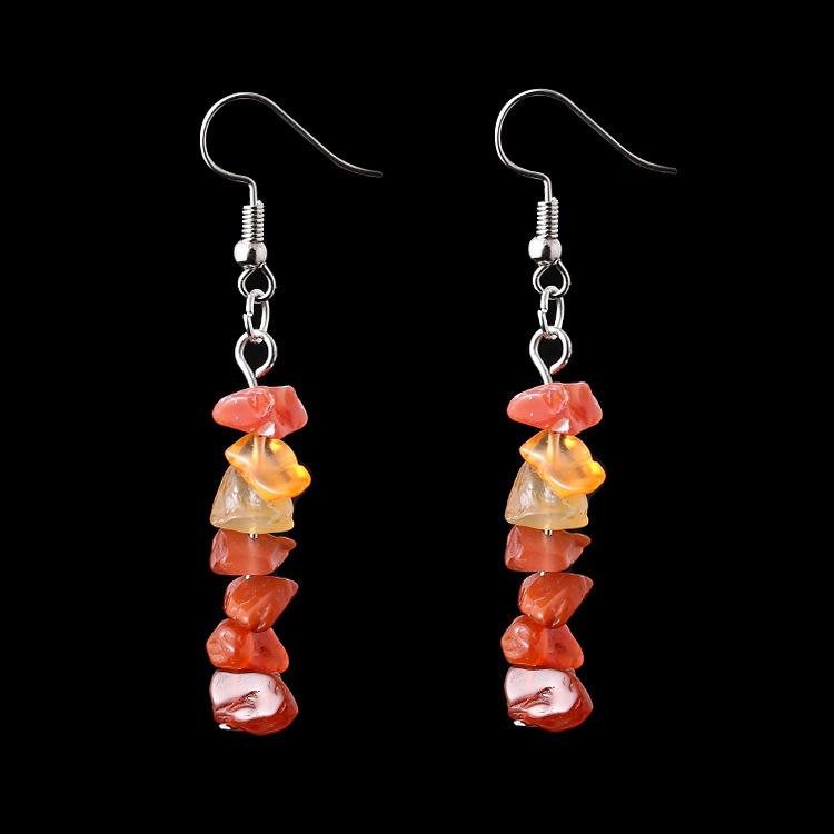 Irregular Natural Crystal Stone Beaded Earrings Multicolor Stone Diy Fringed Earrings E05