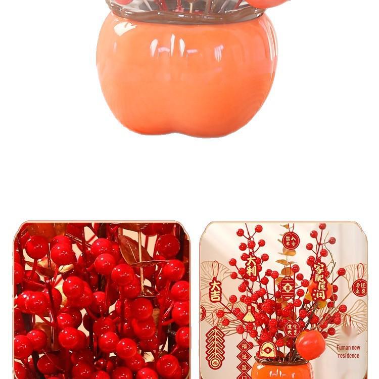 Housewarming Persimmon Ornament Set: Good Fortune Figurines for New Home Gifts and Moving-in Celebrations