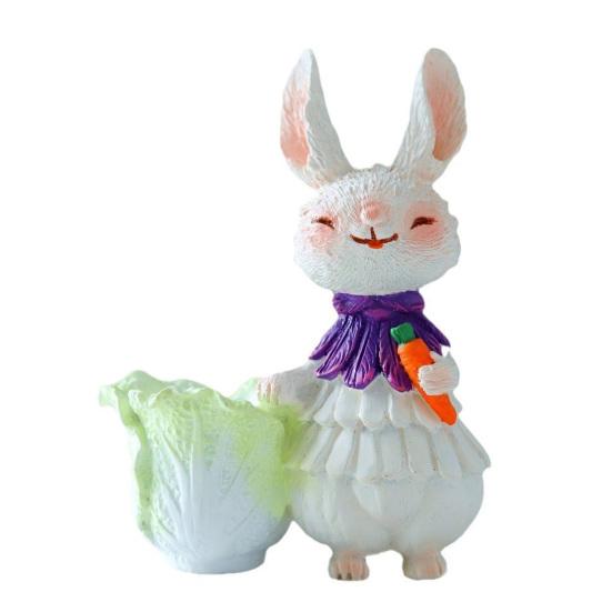 

Статуэтка пасхального кролика из смолы, мультяшная статуэтка кролика, скульптура животного для дома, офиса, помещения B фиолетовый