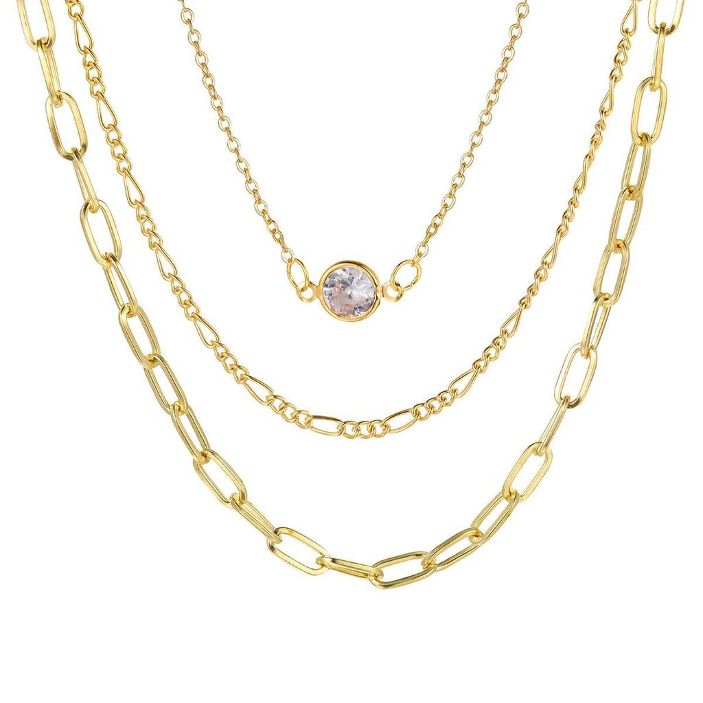 Trendiges europäisches & amerikanisches dreilagiges Münzanhänger-Halskettenset mit Schlangenknochenkette für Damen