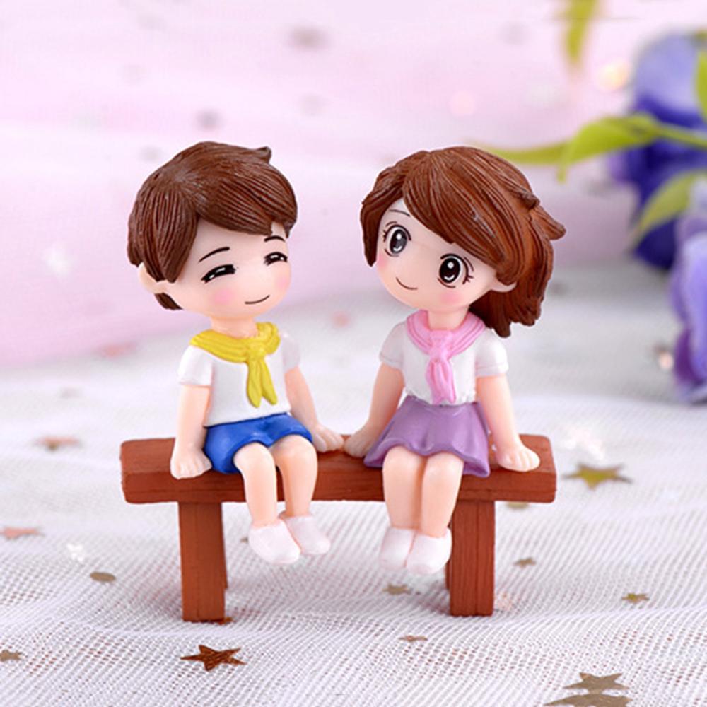 Dollhouse Creative Mini Sweety DIY Stool Couples Lovers Figurine Boy Girl Ornament Dolls Miniatures