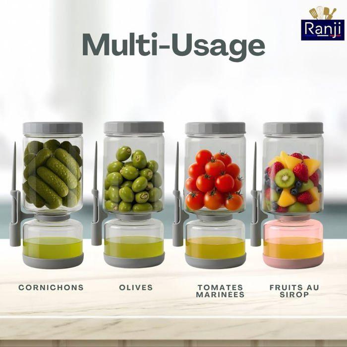 RANJI - Drehbarer Gurkenglas mit Spieß – Hermetisches Sanduhr-Glas ohne BPA (1300 ml)