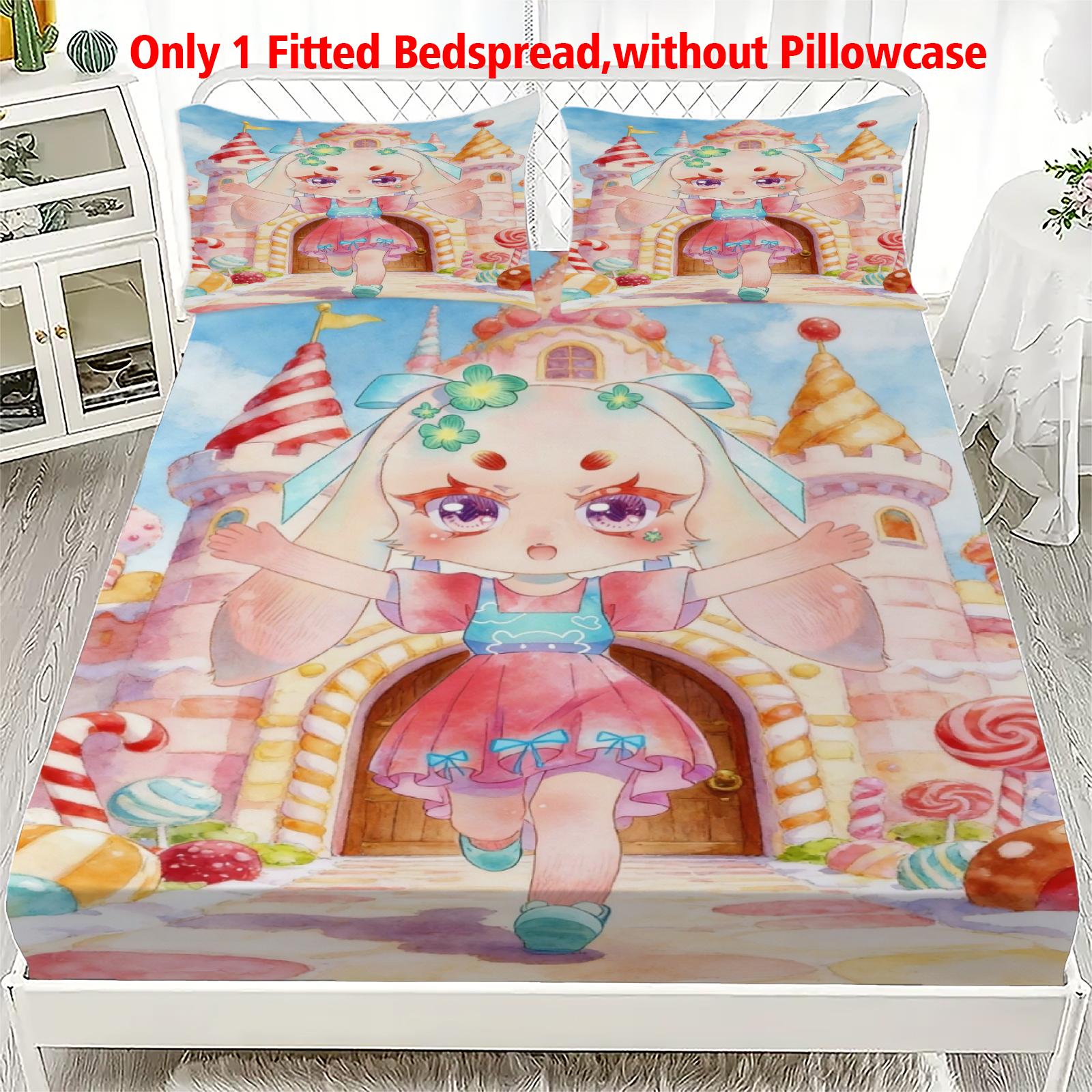 

3pcs Fitted Sheet Set Soft Fluff Town Lulu-Sleepy Bunny Breathable Fitted Sheet Set for Home Decor with 2 Pillowcases For Kids 99x190x25cm