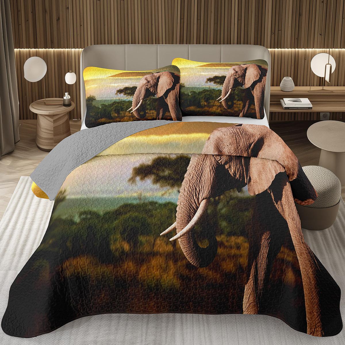 

Набор лоскутного одеяла «Слоны», Африканские животные Слоны Лоскутное покрывало Западный Рустикальный Фермерский стиль Комплект постельного белья Тема Дикого Сафари Покрывало EU Single 135x200cm